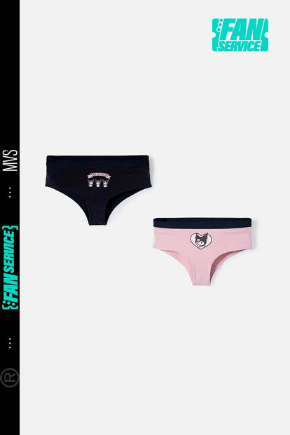  PACK X2 PANTIES MY MELODY & KUROMI NEGRO Y LILA PARA MUJER