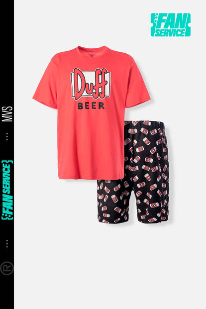  PIJAMA DE LOS SIMPSON DE PANTALÓN CORTO ROJO Y NEGRO PARA HOMBRE