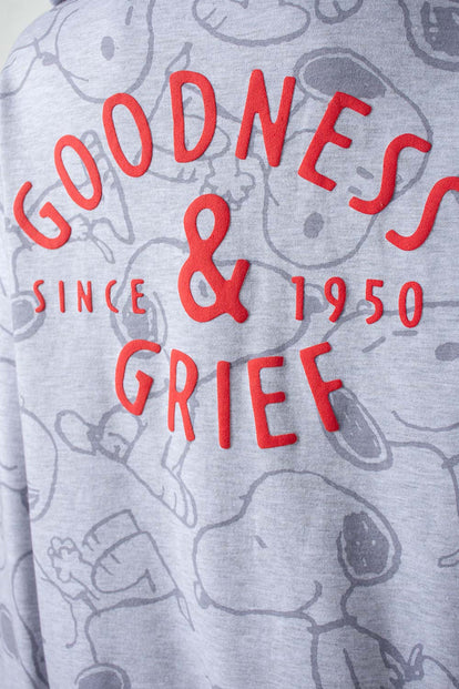  BUZO DE SNOOPY GRIS CON CIERRE FRONTAL PARA MUJER