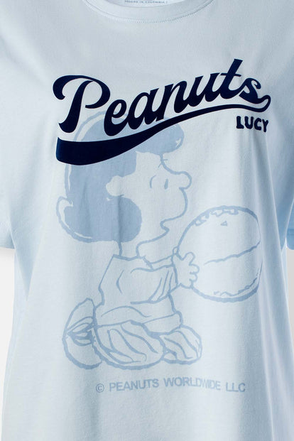  CAMISETA DE SNOOPY AZUL REGULAR FIT PARA MUJER