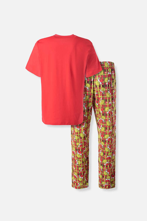 Card slide image -  PIJAMA THE GRINCH CON PANTALÓN LARGO ROJO PARA HOMBRE