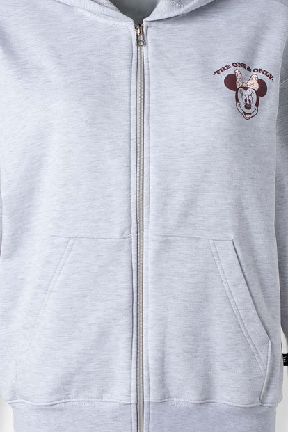  BUZO DE MINNIE MOUSE CON CIERRE Y CAPUCHA PARA MUJER
