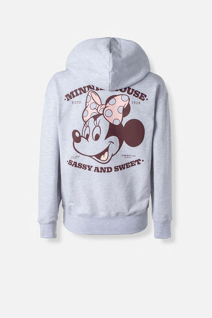  BUZO DE MINNIE MOUSE CON CIERRE Y CAPUCHA PARA MUJER