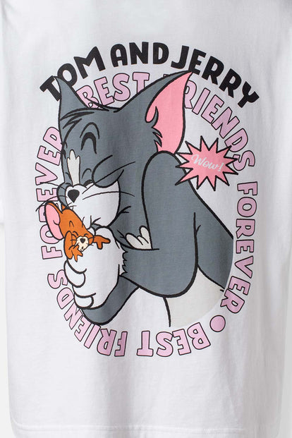  CAMISETA DE TOM Y JERRY RELAX FIT PARA MUJER