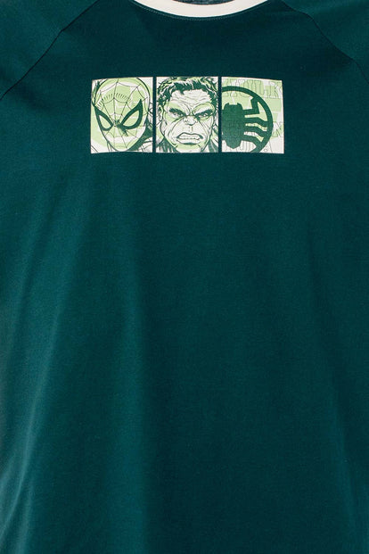  CAMISETA DE SPIDERMAN VERDE REGULAR FIT PARA HOMBRE