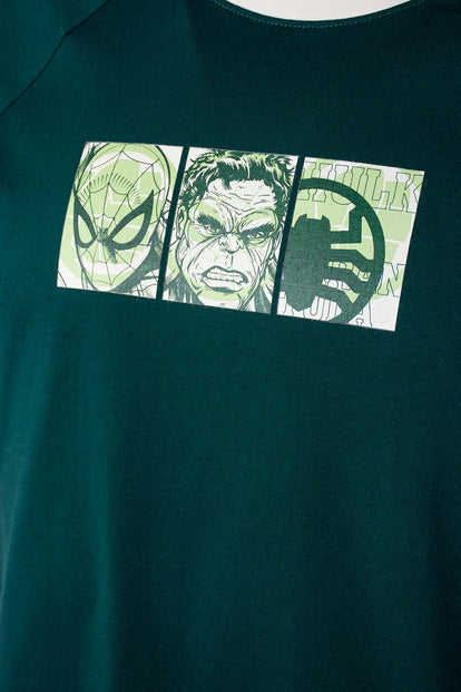 CAMISETA DE SPIDERMAN VERDE REGULAR FIT PARA HOMBRE