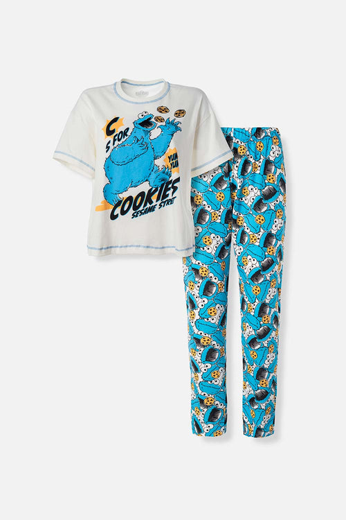 Card slide image -  PIJAMA DE PLAZA SESAMO CON PANTALON LARGO PARA MUJER