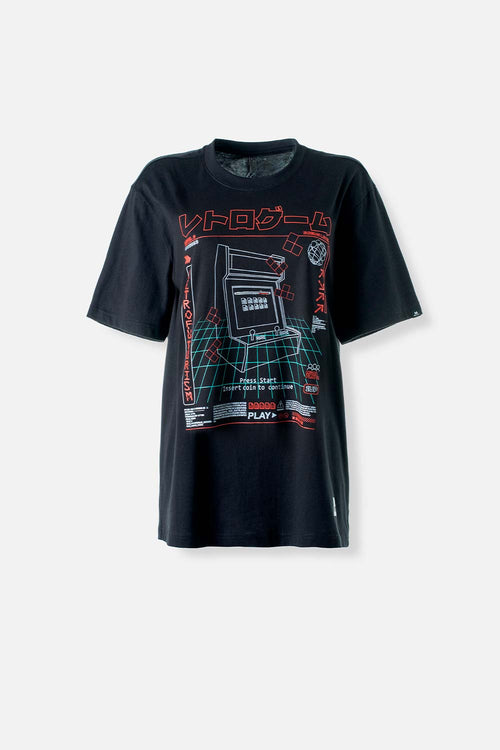 Card slide image -  CAMISETA MOVIES NEGRA DE MANGA CORTA UNISEX