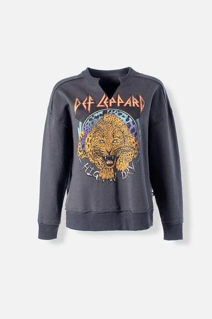  BUZO DE DEF LEPPARD CERRADO GRIS GRAFITO PARA MUJER