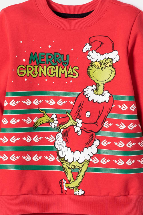 Card slide image -  BUZO DE GRINCH CERRADO ROJO PARA NIÑO UNISEX